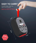 Hand holding 99Wh Portable Power Station With LiFePO4 Battery, 120W Continuous Output, 200W Peak, USB C PD 30W, AC and DC Outputs.