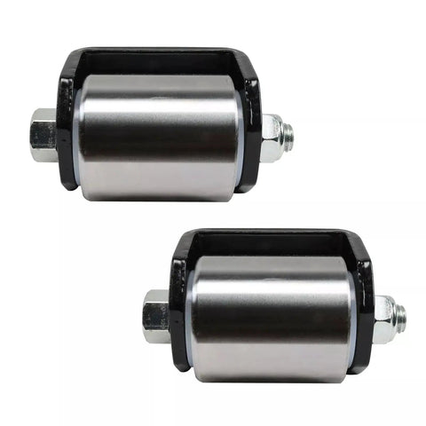 Heavy Duty Weld On Iron Micro Mini 2 Inch Trailer Roller Set for Low Profile Trailers With Grease Fitting and Steel Skid Wheel Replacement Two Pack Bundle