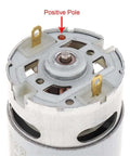 RS550 Brushed DC Motors 14.4 Volt 24500 RPM High Torque motor with positive pole connection and metal casing.