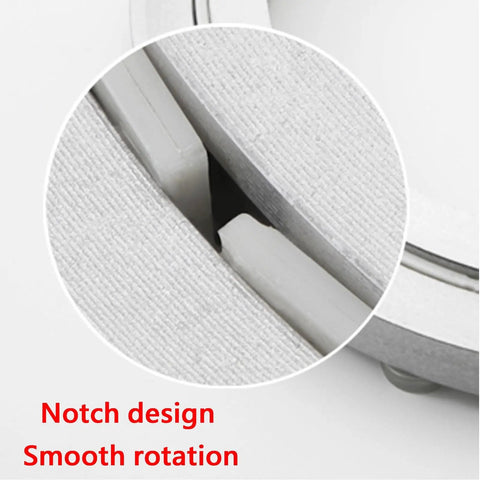 Close-up of the notch design on Heavy Duty Aluminum Lazy Susan Rotating Turntable Built Like A Tank, showcasing smooth rotation features.