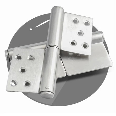 Heavy Duty Stainless Steel Door Hinge With 360 Degree Swivel And Detachable Flag Design Built Tough For Rock Solid Rust Proof Performance Plus Fire Safe Five Inch Compatible Setup, showing flat blade design and removable pin.