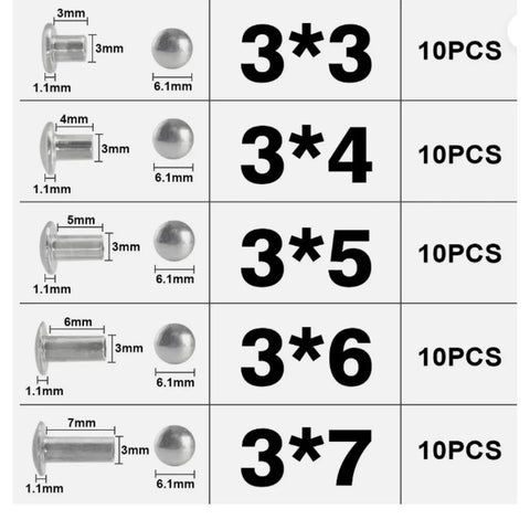 Pro Grade Semi Tubular Rivet Tool Kit Including Fifty Durable Aluminum Fasteners Crafted For Rapid Soft Steel Joining And Weekday Garage Grinds