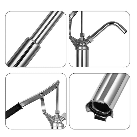 Heavy Duty Lever Action Barrel Pump Stainless Steel Manual Oil Transfer Drum Pump For Engine Gear Fluid Fast 28 Liter Per Minute Hand Operated Sump Extraction Tool For Garage Workshop Use