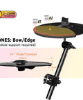Electronic Cymbal Expansion Kit For Electric Drums With A 10 Inch Silicone Pad And Steel Arm Rack Clamp shown with zones