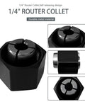 Close-up of 1/4 inch router collet from Two Size One Half Inch And One Quarter Inch Pro Grade Router Collet Set For Dewalt Bosch...