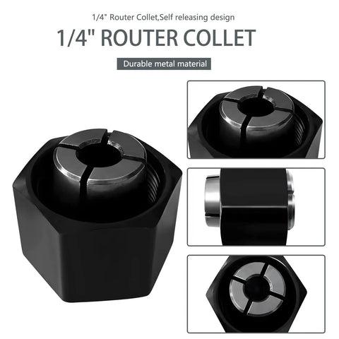 Close-up of 1/4 inch router collet from Two Size One Half Inch And One Quarter Inch Pro Grade Router Collet Set For Dewalt Bosch...