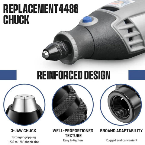 Pro Grade All Metal 3 Jaw Keyless Quick Change Rotary Tool Chuck Set 0.8 To 3.2Mm Brass Collet Kit features and design view