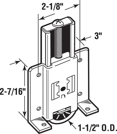 Heavy Duty Stamped Steel Wardrobe Door Roller For Cox Doors Nylon Wheel Mirror Compatible with dimensions 2-1/8" x 3". Easy install.