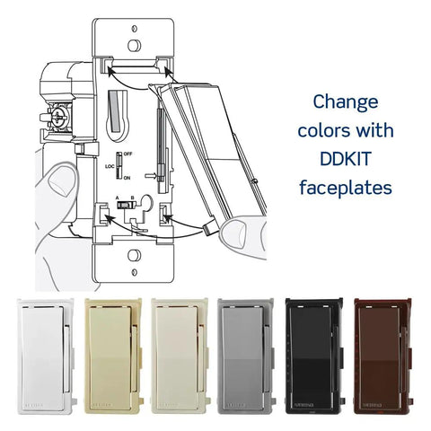 Decora Smart Dimmer Switch Companion For Multi-Location Dimming Not For Stand-Alone Use Remote Wall Control From Any Room Works With Primary Decora Dimmers 120 277VAC 60Hz White Ivory Light Almond with color faceplate options.