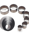 Round Leather Cutting Circle Cutter Tool Set with Pro Grade High Carbon Steel Blades for precise belt hole sizing, 7 sizes shown.