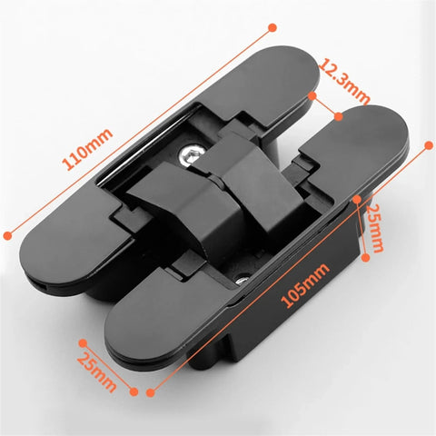 Invisible Cross Hinge 180 Degree Concealed Folding Door Hinge For Cabinets And Cupboards Adjustable Hardware Black 110mm