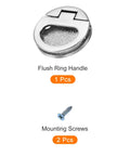 Flush Ring Pull Handles 43.5mm Zinc Alloy Flush Pull Slam Latch With Screws For Drawer Sliding Door Dark Silver Finish