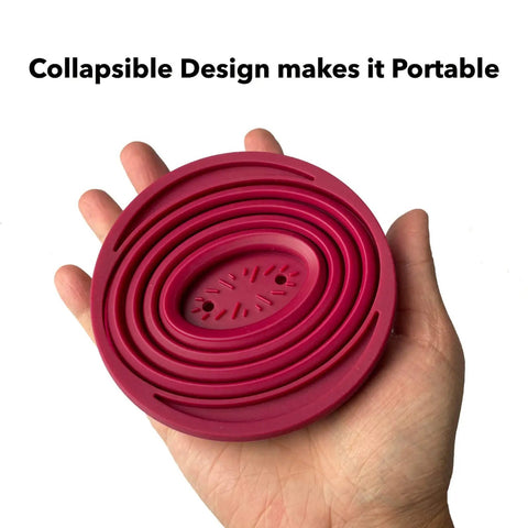 Collapsible Pour Over Coffee Dripper For Camping 2 Pack Red Portable Foldable Coffee Maker in hand, showing silicone design