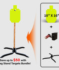AR500 Steel Target Stand System Complete Kit For One Person Setup showing 10x16 inch silhouette target with accessories