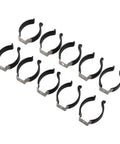 Tool Organization Made Easy With Spring Clips And Narrow Base For Stable Slip Free Storage, showing 10 metal clips with rubber grip.
