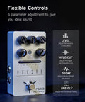 Stereo Reverb Pedal For Guitar With Seven Presets And Classic Effects From Room And Hall To Church Cave Plate Spring Mod