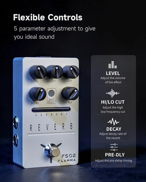 Stereo Reverb Pedal For Guitar With Seven Presets And Classic Effects From Room And Hall To Church Cave Plate Spring Mod
