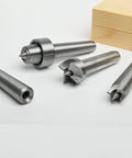 Wood Lathe Drive Center Set Four Piece With Live Tailstock Cup And Point Center And Dead Headstock Spur Centers for spindles.