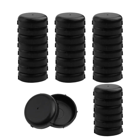 Heavy Duty Black Patio Furniture Glides And Table Feet Pads With Weather Beatproof Build, stack of 120 pieces for outdoor use.