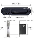 Diagram of 6.8 Inch Privacy Pocket Door Lock Hardware With Key Sliding Pocket Door Handle, showing dimensions and parts.