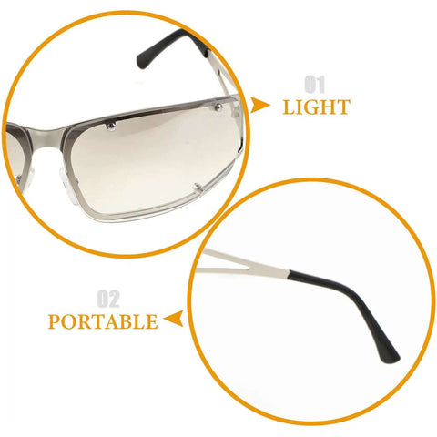 Close-up of Dope Metal Frame Retro Sunglasses For Women With Hollow Design, showing lightweight metal frame and portable temples.