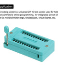 Universal ZIF IC Test Socket 24 Pin 2.54mm Pitch For Microcontrollers Chips Breadboards And IC Programming Dope For Prototyping And DIY Projects 2 Pack, green socket with lever