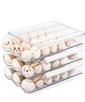 Clear Plastic Egg Holder For Refrigerator With Auto Rolling Design, Stackable 3 Drawer Egg Storage Box, 54 Egg Capacity with eggs