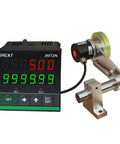 Rock Solid Digital Length Counter With Sturdy Measurement Wheel And Hella Precise Red Display showing green LED readout and encoder for industrial use.