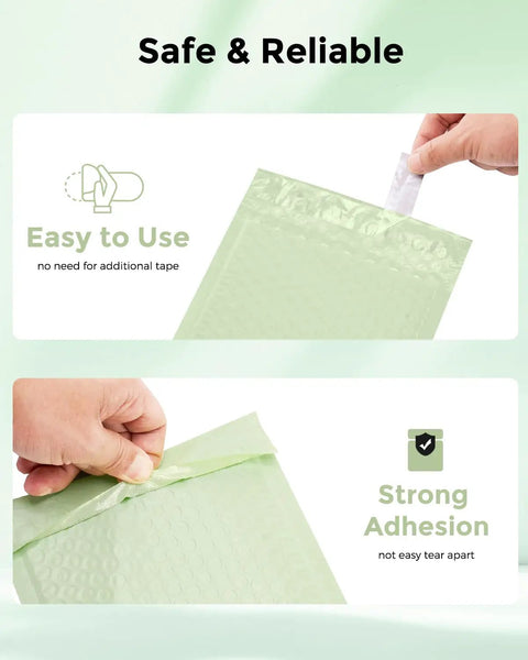 Mint Green Bubble Mailers 6x10 Outer, 6x9 Usable Size Self Seal Padded Envelopes Waterproof Bulk Mailers For Small Business, easy to use