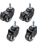 Heavy Duty Furniture Casters 4 Pack, 120 Kg Capacity, 1.5 Inch (40 Mm) 360 Swivel Screw Caster Wheels With Rubber Protection, black finish