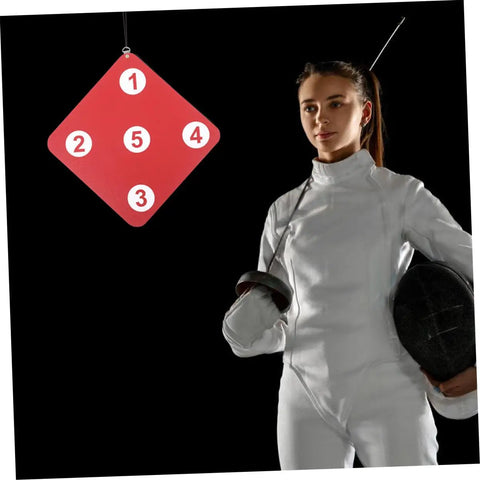 Fencer beside Double-Sided Fencing Target Pro-Grade For Home Practice, Heavy-Duty Self-Training Target with Wall Mount