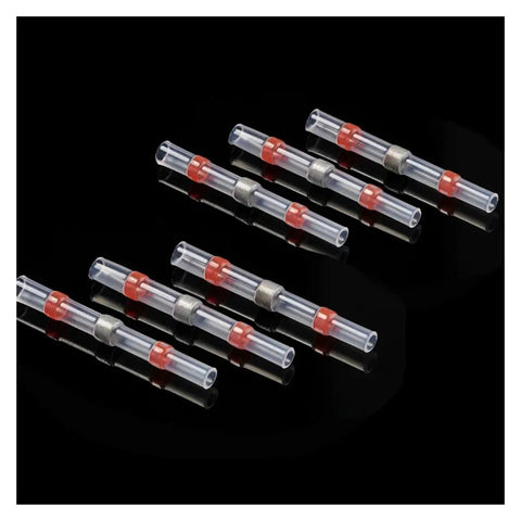 Rock Solid 100 Pack Heat Shrink Soldering Terminals Insulated Butt Connectors Kit For Electrical Wire Repair And Soldered Sleeve Terminals That Make Your Wiring Job Look Sick And Last Forever Without No Problems At All, clear heat shrink solder connectors