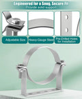 Straight Up Heavy Duty 4 Inch Split Ring Pipe Hanger With Rigid Steel Vent Bracket showing adjustable design and pre-drilled holes.