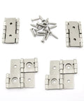 4 Pack White Nickel Screen Hinges For Kitchen Furniture 360 Degree Swivel Double Acting Heavy Duty Iron Folding Hardware With Mounting Screws, showing hinges and screws.