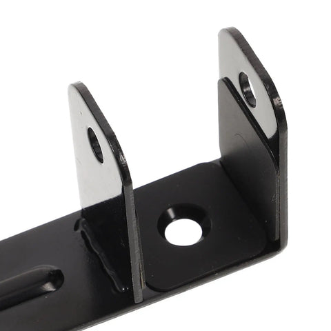 Close-up of a heavy duty iron rear seat armrest bracket for golf cart, showing mount holes and support frame design.
