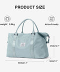 Large Duffle Bag For Women With Six Interior Pockets And Two Exterior Compartments Water Resistant Weekender Carry On Tote with size details