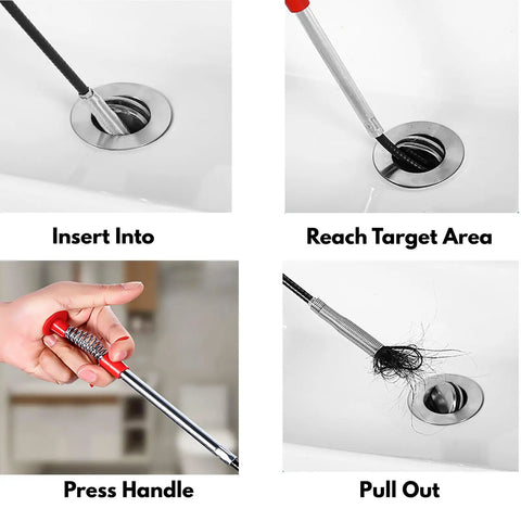 61 Inch Flexible Sink Drain Grabber With 4 Claw Pickup Tool For Tight Spaces And Narrow Drains, Grabs Hair, Debris, And Small Items Fast In Kitchen Sinks, Showers, And Drains