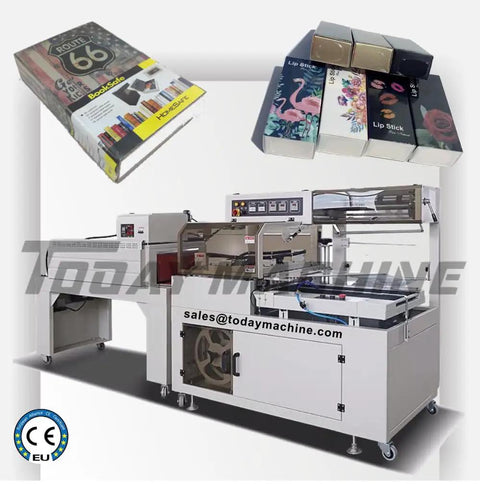 Automatic POF Shrink Wrapping Machine With Thermo Heat Tunnel And L Bar Sealer for packing lipsticks and book safes.