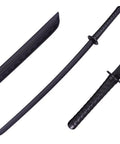 Dope Training Katana Sword For Martial Arts Practice, Blunt Polypropylene Samurai Sword, black blade, close-up view