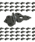Antique Black Wrought Iron Hoosier Cabinet Hinges With Offset Design, Heavy Duty Cupboard Hinges For DIY Home Upgrades, 50 Pack