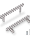 25 Pack Solid Stainless Steel Brushed Nickel Kitchen Cabinet Handles In Modern Euro Style T Bar Pulls Three And A Half Inch Center