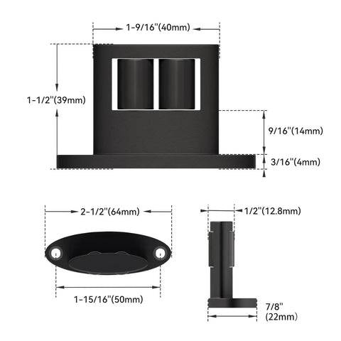 Super Slick 2 Pack Sliding Barn Door Floor Guide With Heavy Duty Aluminum Track Rollers dimensions showing size and design for smooth installation.