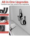 EV Charger Wall Mount Kit With J Hook Cable Holder For SAE J1772 Connectors in a garage setting with cable management features