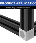 Heavy Duty 3030 T Slot Aluminum Extrusion 3 Way Corner Cube Kit With M6 Fasteners And Wrench used in a frame assembly.