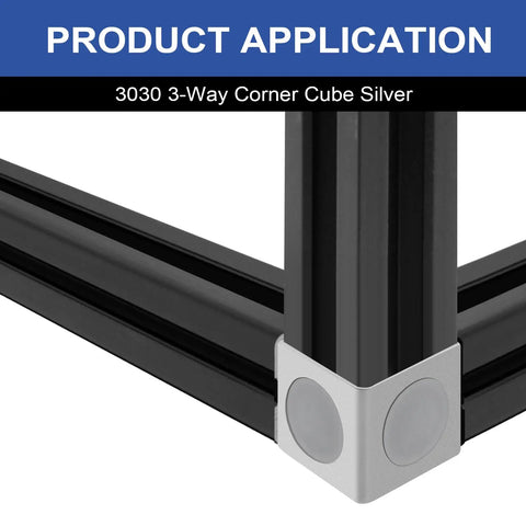 Heavy Duty 3030 T Slot Aluminum Extrusion 3 Way Corner Cube Kit With M6 Fasteners And Wrench used in a frame assembly.