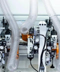 Heavy Duty Dust Collection Hose 2 By 10 Ft Thick Wall Pvc Suction Tube With Twist Lock Clamps connected to machinery.