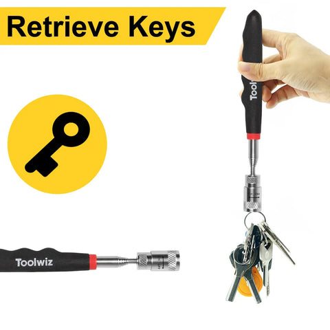Magnetic Telescoping Pickup Tool With Led Light 8 Lb Lifting Capacity Extendable From 7.7 To 32 Inches holding keys