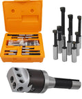 Two Inch Boring Head Set With Half Inch Hole Nine Pack Carbide Boring Bars For Milling Machines R8 Shank Durable Ground Adjusting Screw