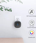 Wireless Door Chime System With Door Open Contact Sensor Alarm, 500 Ft Range, 58 Chimes And 5 Volume Levels, Ideal For Home Office Or Storefront, No-Fuss Install, 1 Transmitter And 2 Plug-In Receivers, Black plugged into wall outlet