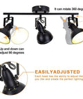 Flexible Ceiling Track Lighting Kit 4-Light Black Track Fixture With Adjustable Swing Arms 270-Degree And 330-Degree Rotations